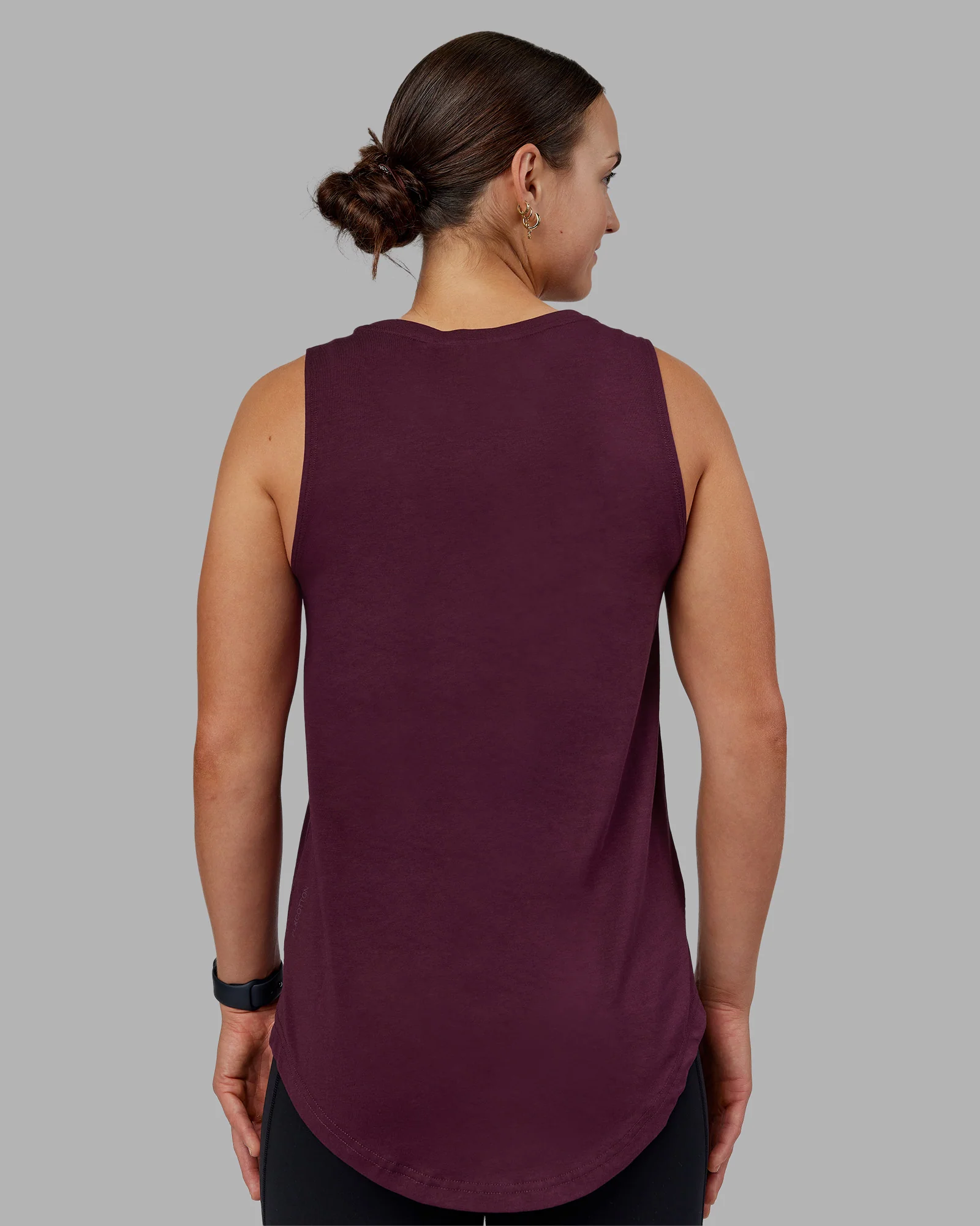 Go-To FLXCotton Longline Tank - Cherry Lacquer-White