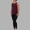 Go-To FLXCotton Longline Tank - Cherry Lacquer-White