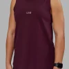 Go-To FLXCotton Longline Tank - Cherry Lacquer-White