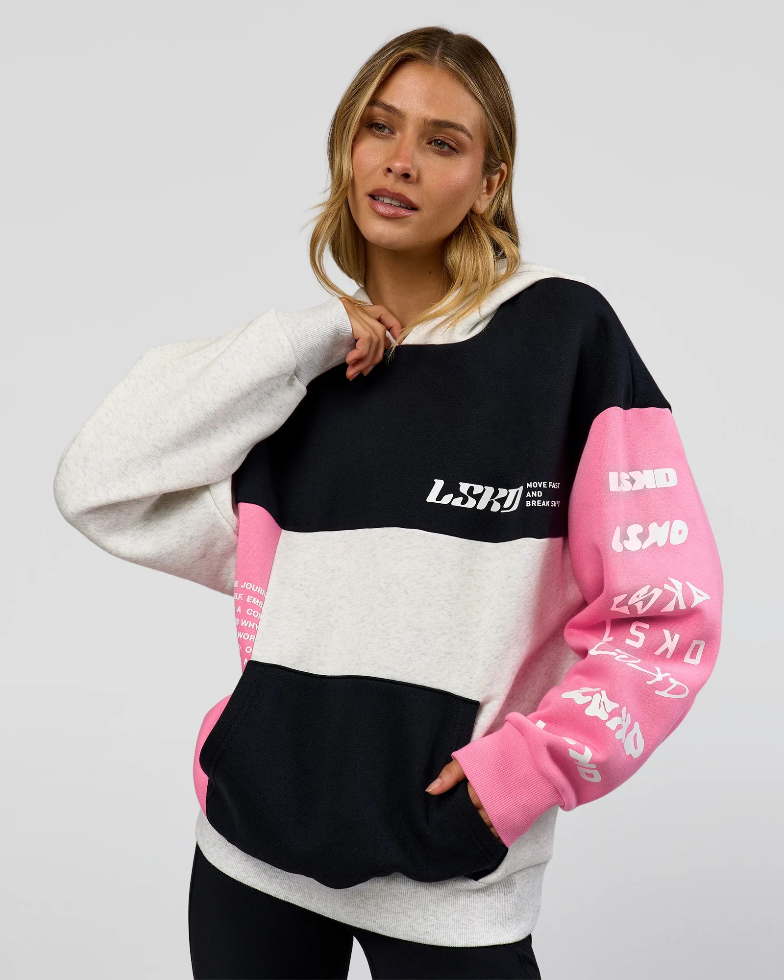 1670-deconstructed-fleece-hoodie-caviar-candy-pink-grey-marl-2.webp Deconstructed Fleece Hoodie - Caviar-Candy Pink-Grey Marl