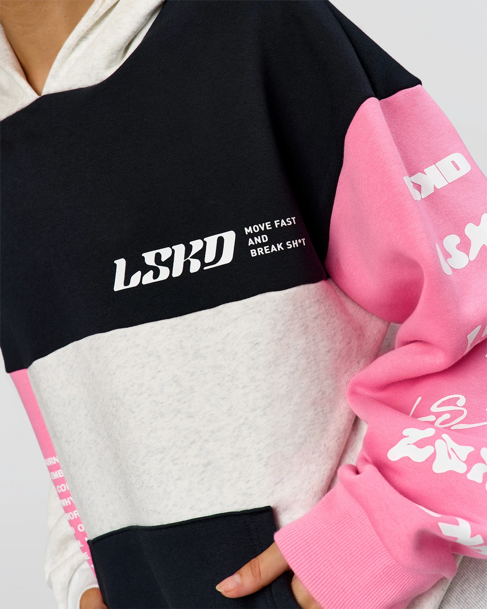 1670-deconstructed-fleece-hoodie-caviar-candy-pink-grey-marl-3.webp Deconstructed Fleece Hoodie - Caviar-Candy Pink-Grey Marl