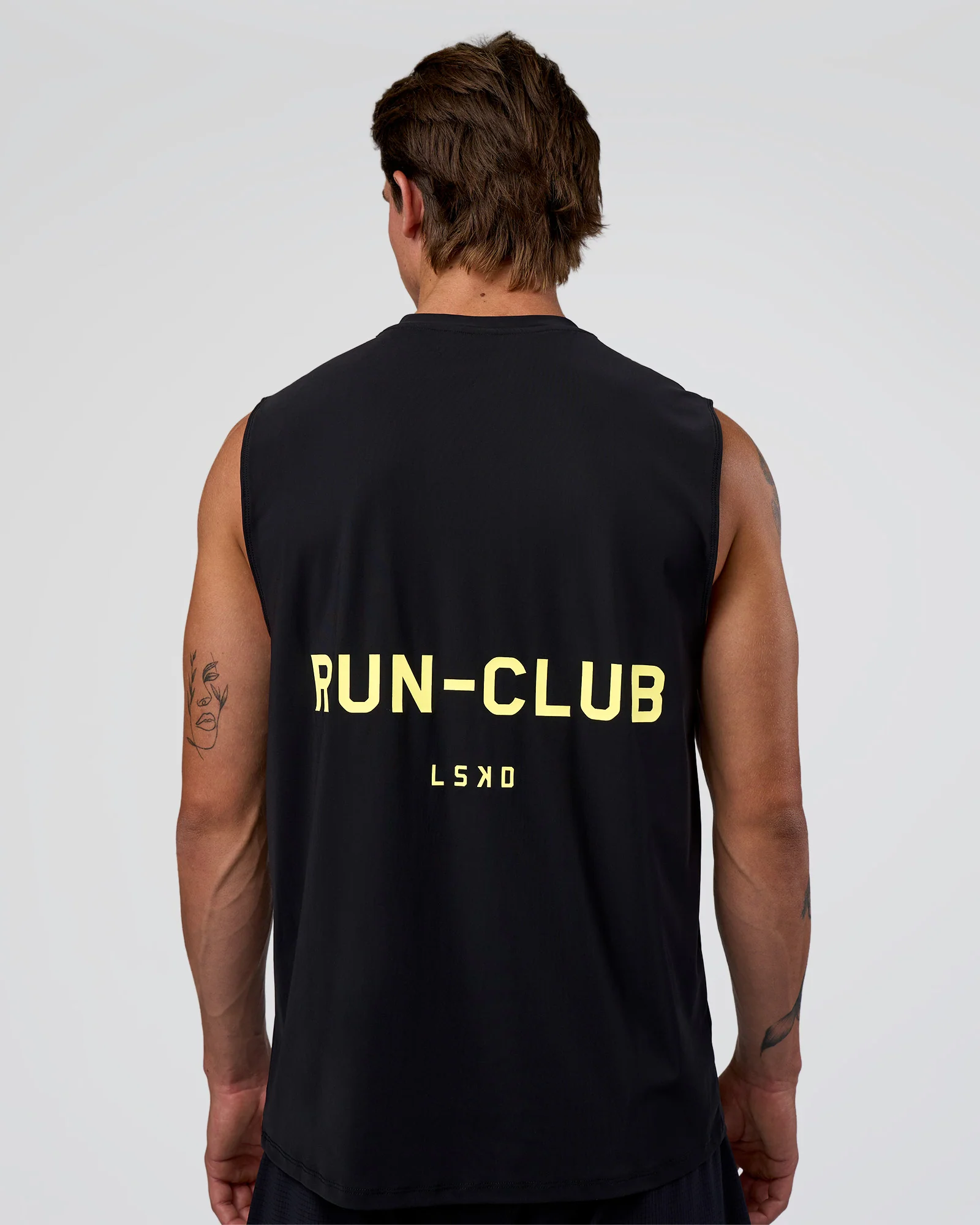 Cadence RUN CLUB Muscle Tank - Black-Yellow Fizz