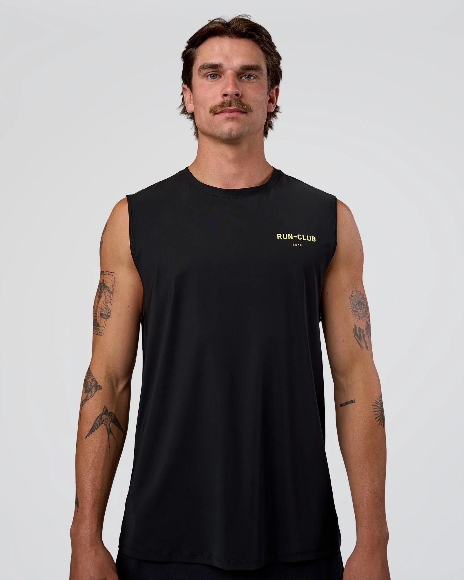 Cadence RUN CLUB Muscle Tank - Black-Yellow Fizz
