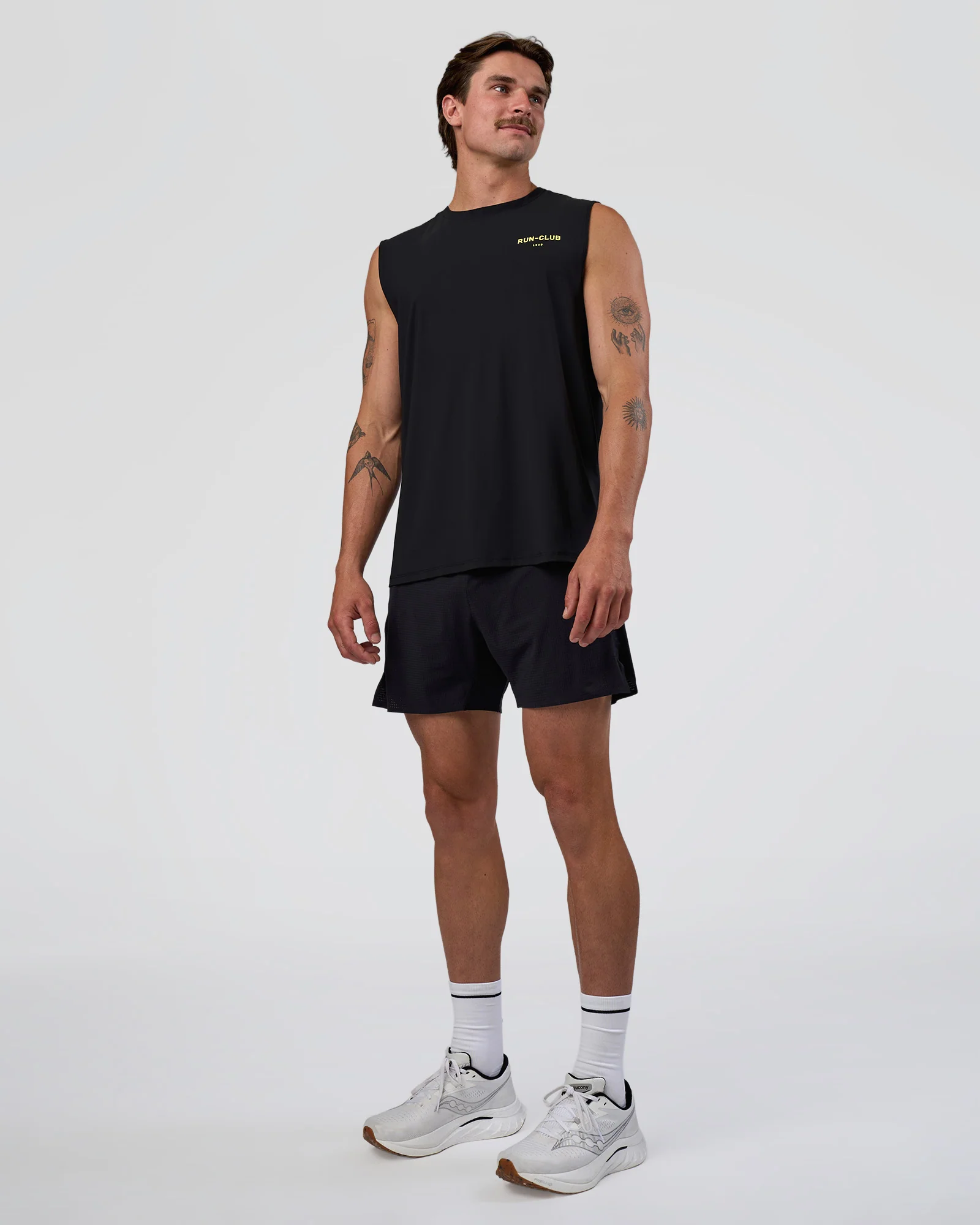 Cadence RUN CLUB Muscle Tank - Black-Yellow Fizz