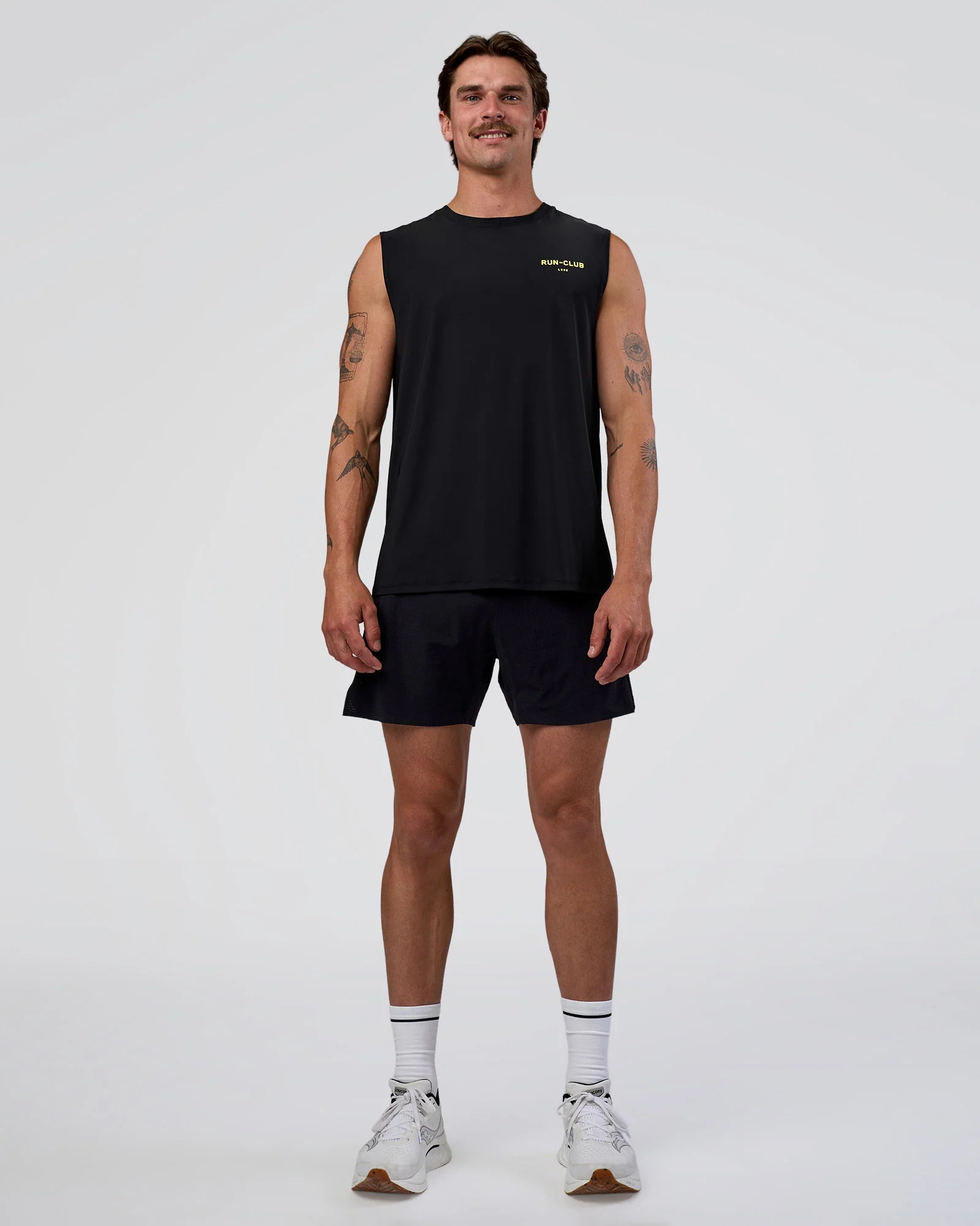 Cadence RUN CLUB Muscle Tank - Black-Yellow Fizz