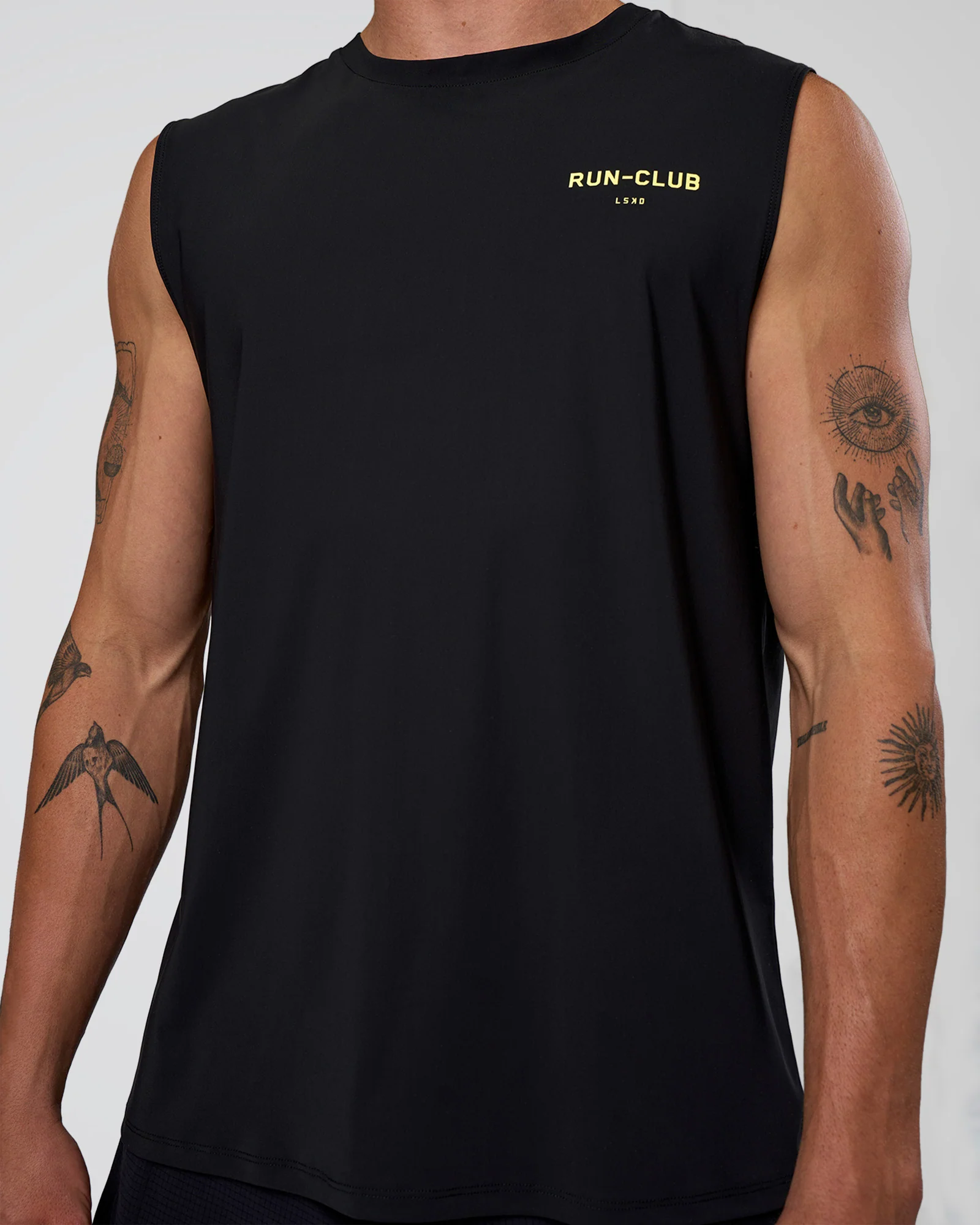 Cadence RUN CLUB Muscle Tank - Black-Yellow Fizz
