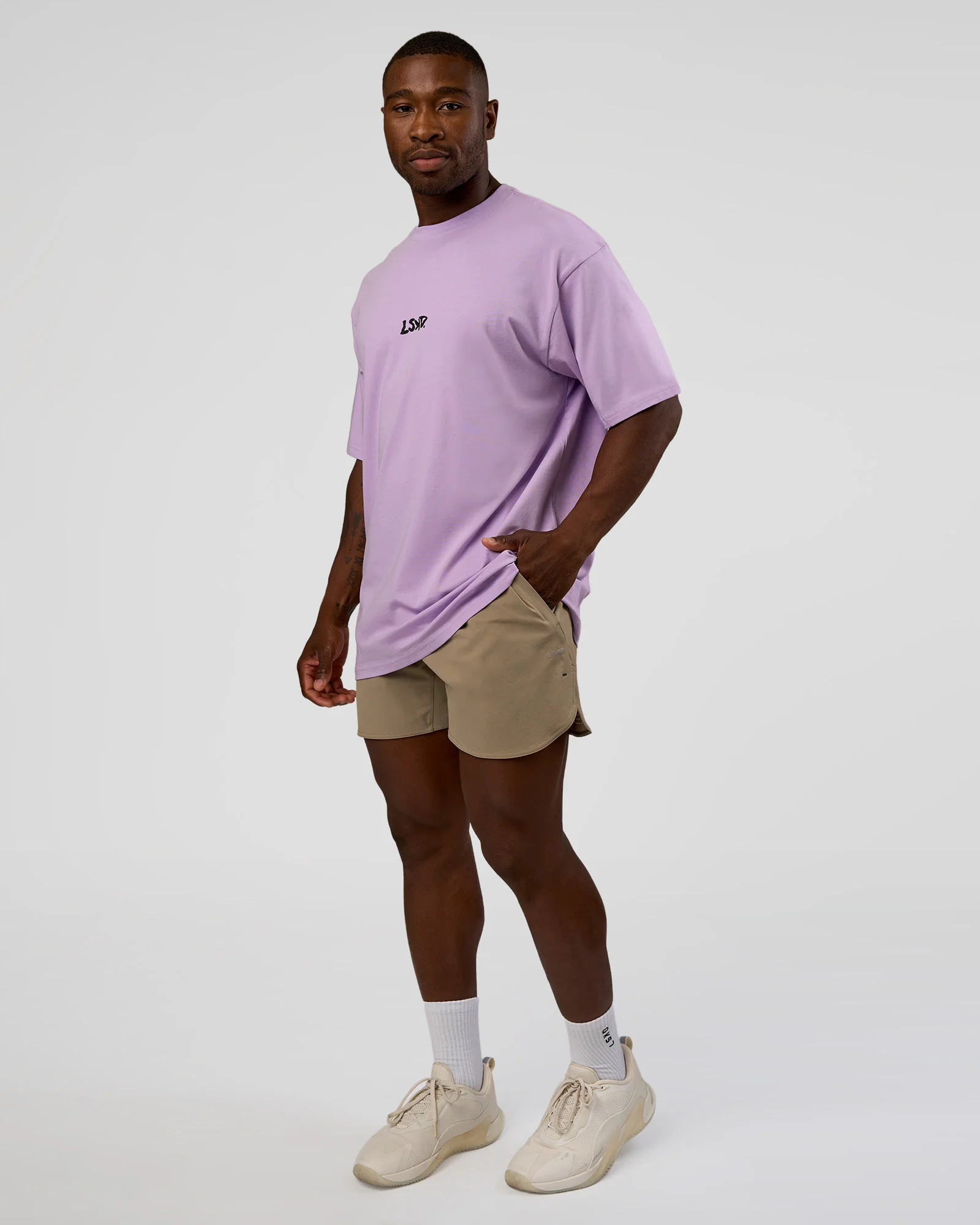 Standard Issue FLXCotton Oversized Tee - Pale Lilac-Black