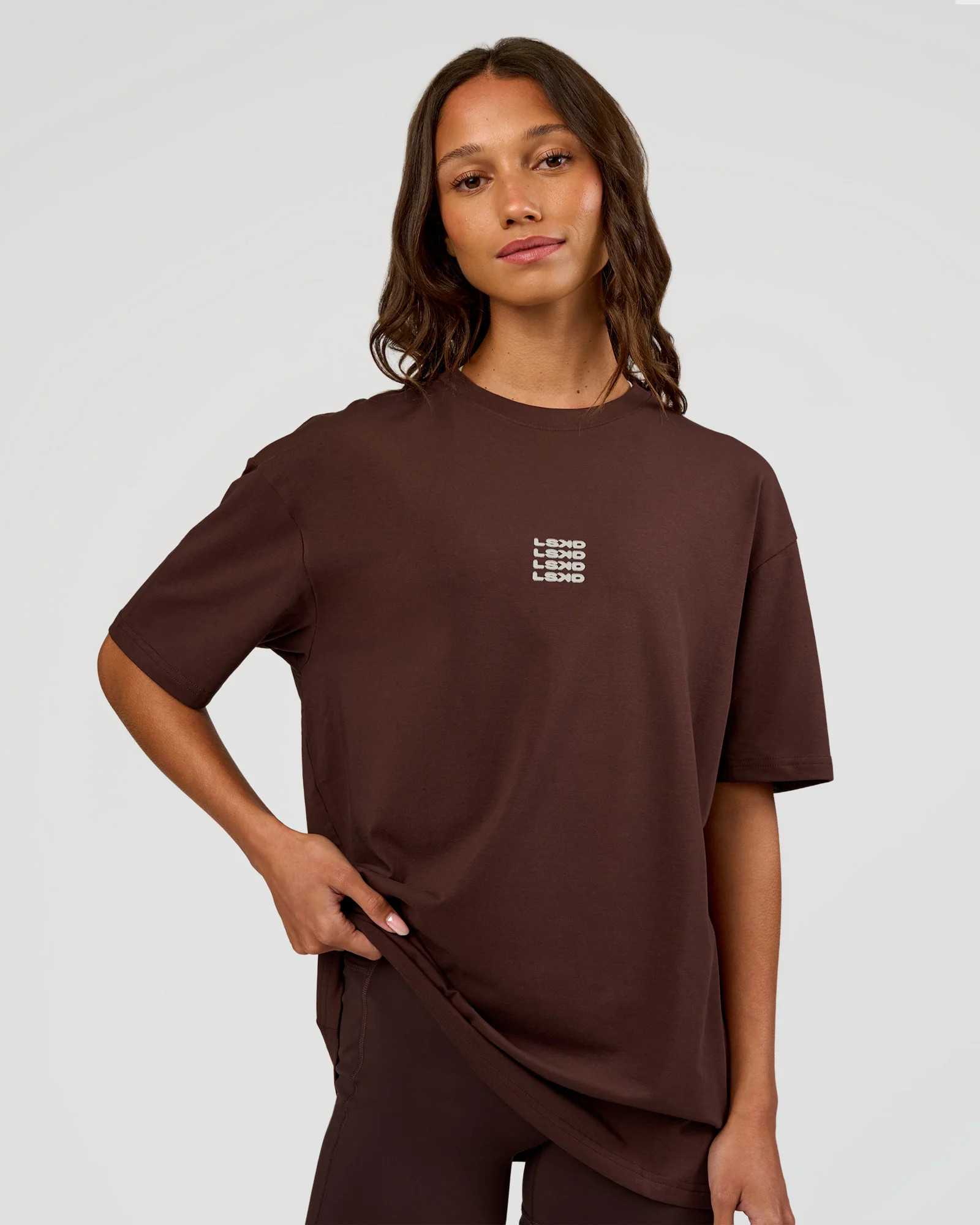 Everyday Elevation FLXCotton Oversized Tee - Hot Chocolate-Off White