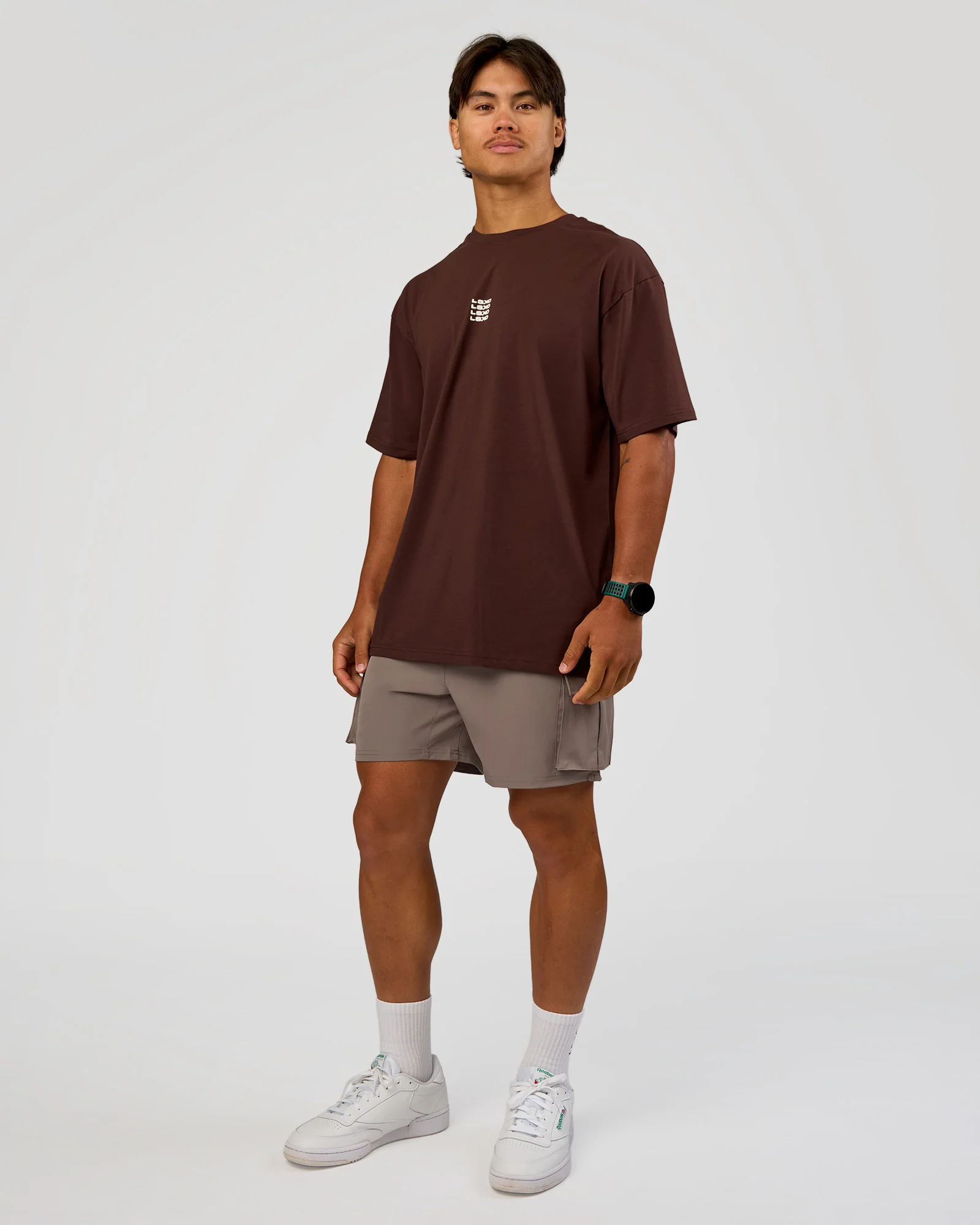 Everyday Elevation FLXCotton Oversized Tee - Hot Chocolate-Off White
