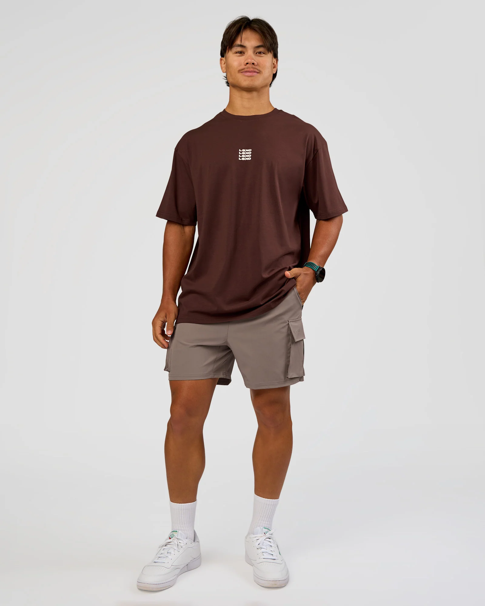 Everyday Elevation FLXCotton Oversized Tee - Hot Chocolate-Off White