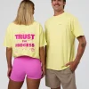 Unfit Club FLXCotton Oversized Tee - Yellow Fizz Washed-Ultra Fuchsia