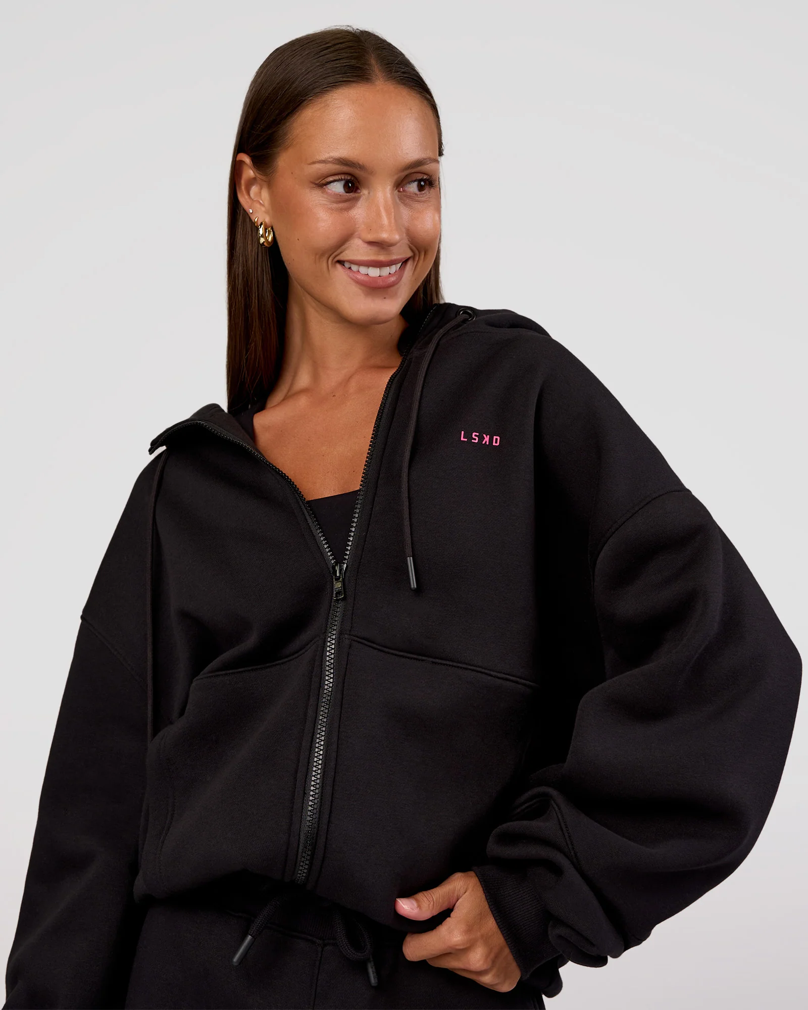 Love The Process Zip Through Hoodie - Black-Sugar Plum