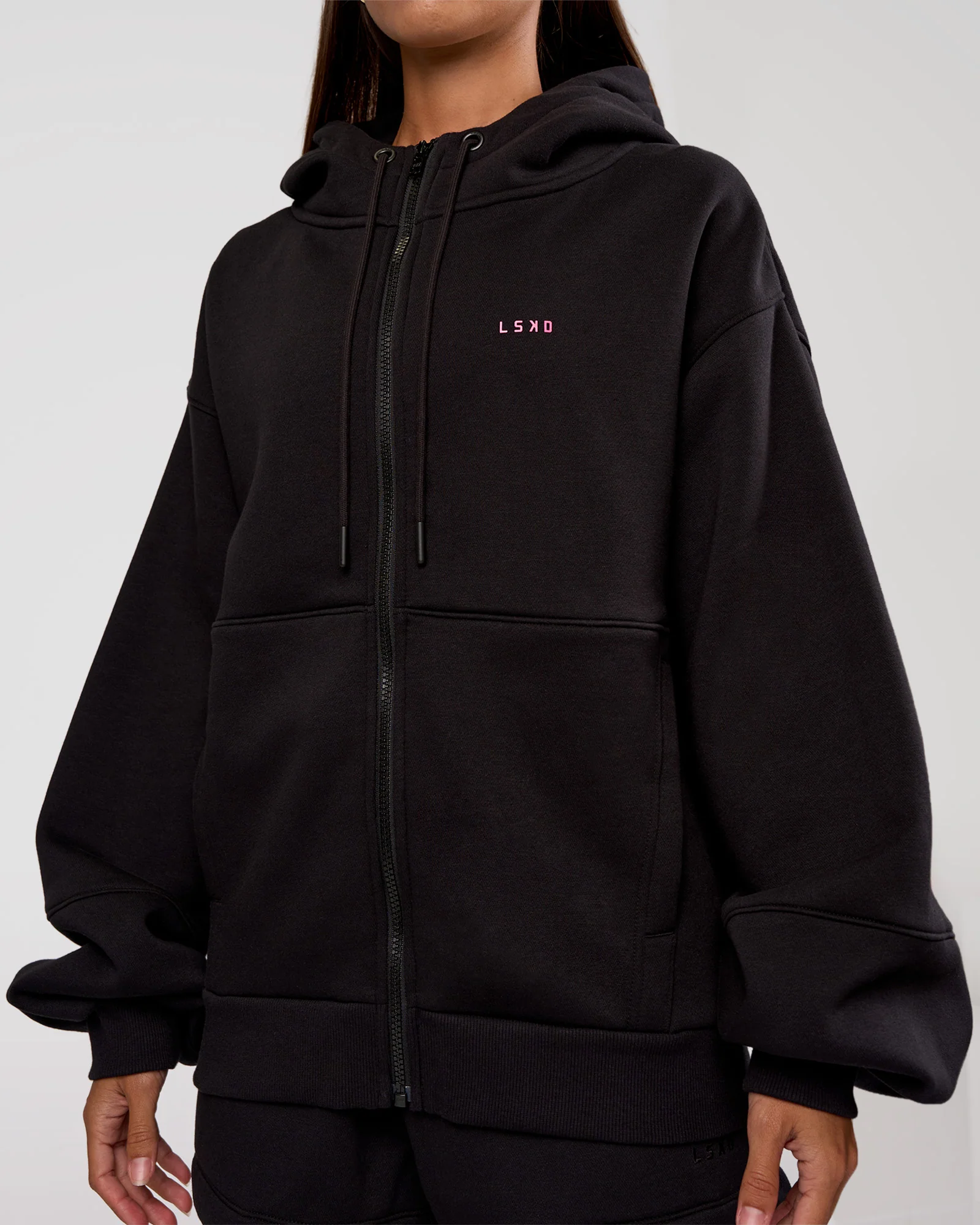 Love The Process Zip Through Hoodie - Black-Sugar Plum