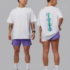Unisex Strike Through FLXCotton Tee Oversize - White-Purple Swirl