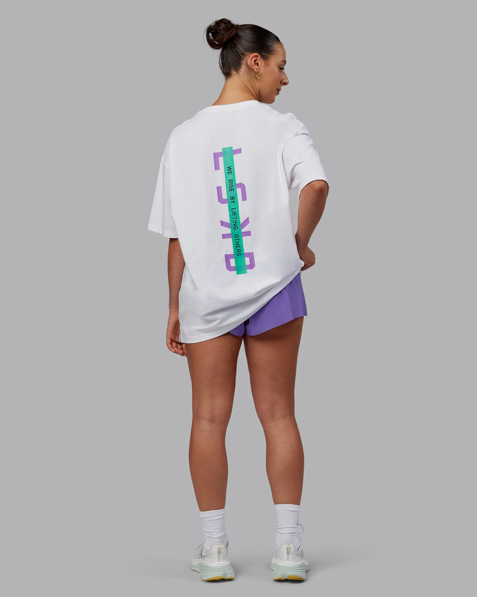 Unisex Strike Through FLXCotton Tee Oversize - White-Purple Swirl