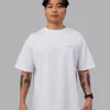 Unisex Strike Through FLXCotton Tee Oversize - White-Purple Swirl