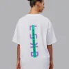 Unisex Strike Through FLXCotton Tee Oversize - White-Purple Swirl