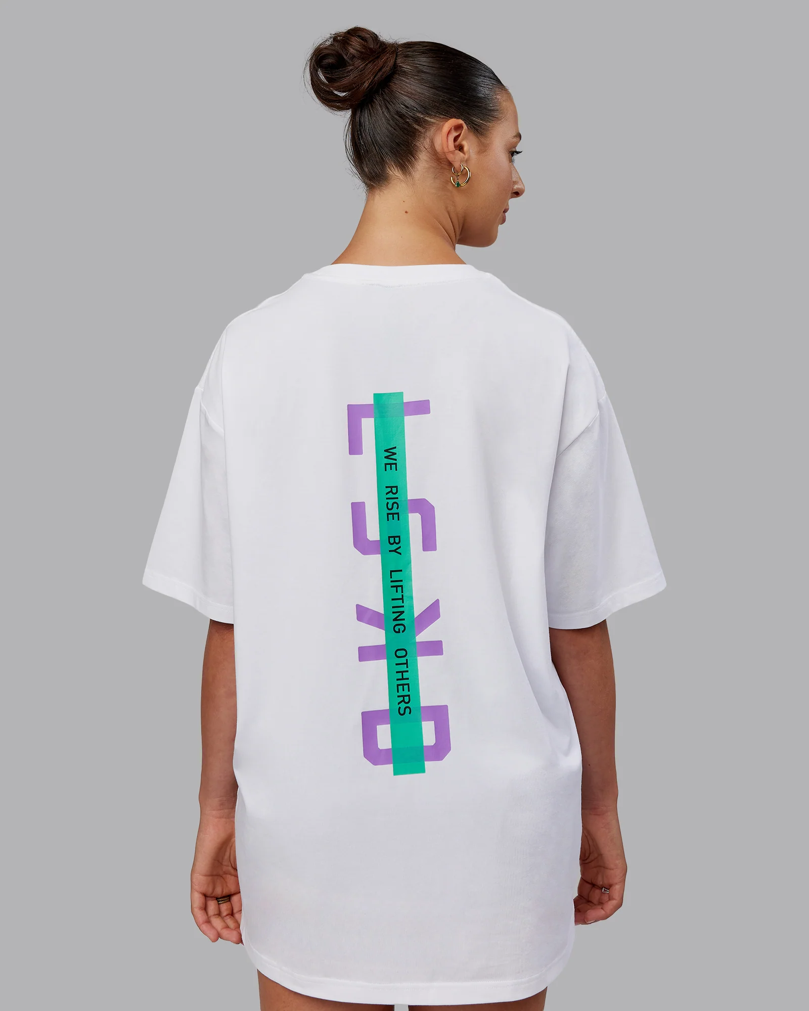 Unisex Strike Through FLXCotton Tee Oversize - White-Purple Swirl