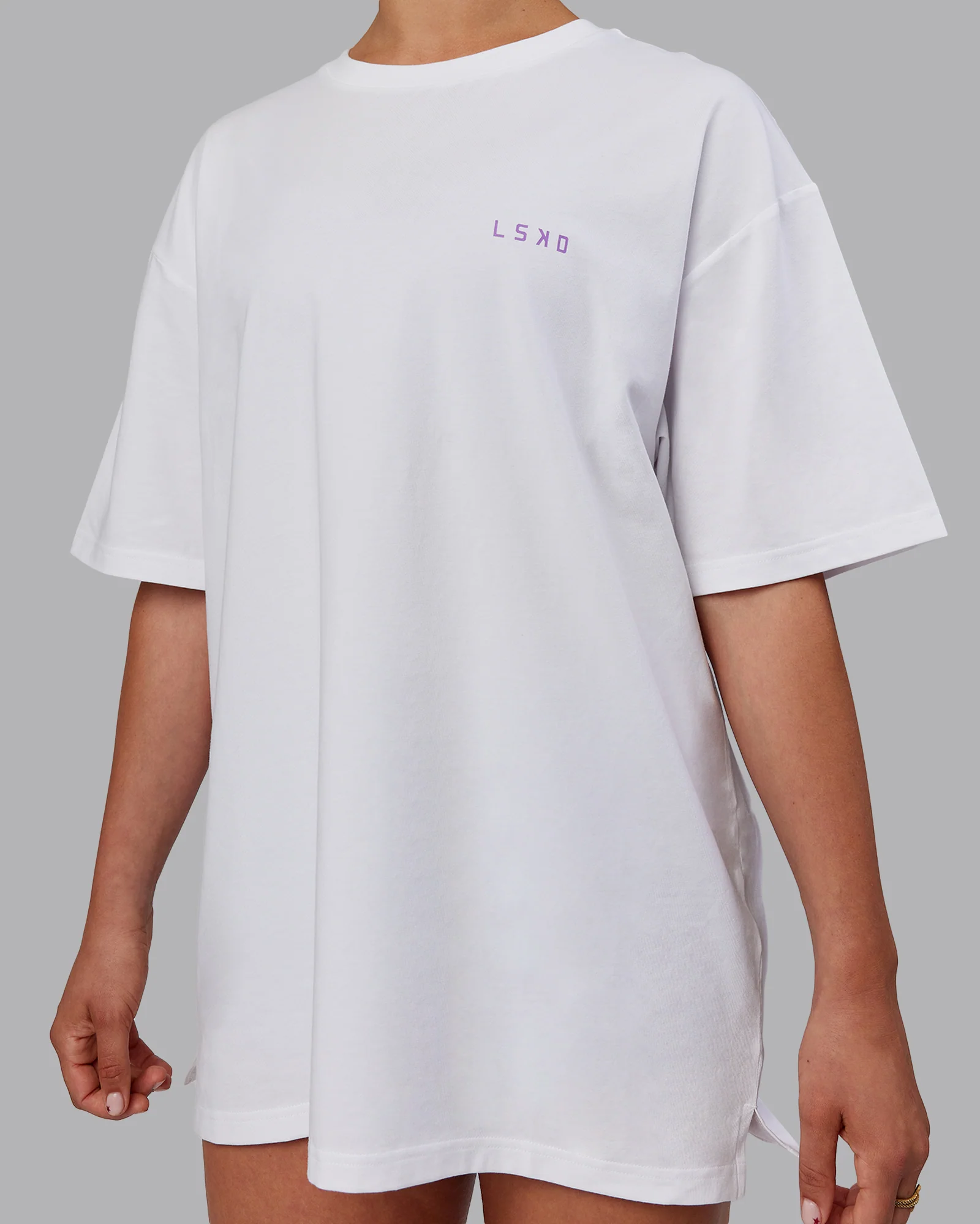 Unisex Strike Through FLXCotton Tee Oversize - White-Purple Swirl