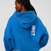 Static Grit Unisex Boxy Hoodie - Palace Blue-White