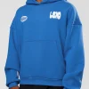 Static Grit Unisex Boxy Hoodie - Palace Blue-White
