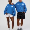 Static Grit Unisex Boxy Hoodie - Palace Blue-White