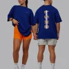 Unisex Strike Through FLXCotton Tee Oversize - Midnight Blue-Vibrant Orange