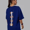 Unisex Strike Through FLXCotton Tee Oversize - Midnight Blue-Vibrant Orange
