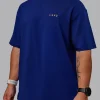 Unisex Strike Through FLXCotton Tee Oversize - Midnight Blue-Vibrant Orange