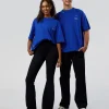 Sticker Heavyweight Oversized Tee - Electric Indigo-Baltic Sea