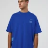 Sticker Heavyweight Oversized Tee - Electric Indigo-Baltic Sea