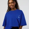 Sticker Heavyweight Oversized Tee - Electric Indigo-Baltic Sea
