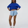 Sticker Heavyweight Oversized Tee - Electric Indigo-Baltic Sea
