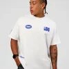 Static Grit Heavyweight Oversized Tee - White-Electric Indigo