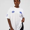 Static Grit Heavyweight Oversized Tee - White-Electric Indigo