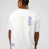 Static Grit Heavyweight Oversized Tee - White-Electric Indigo
