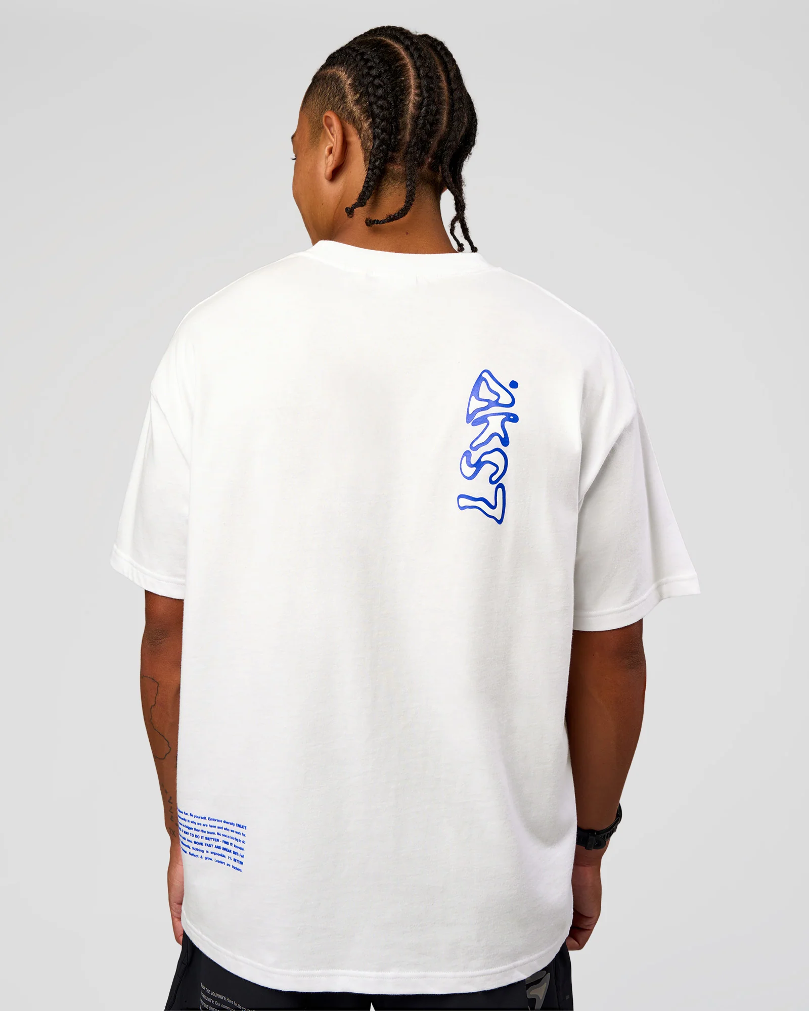 Static Grit Heavyweight Oversized Tee - White-Electric Indigo