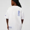 Static Grit Heavyweight Oversized Tee - White-Electric Indigo