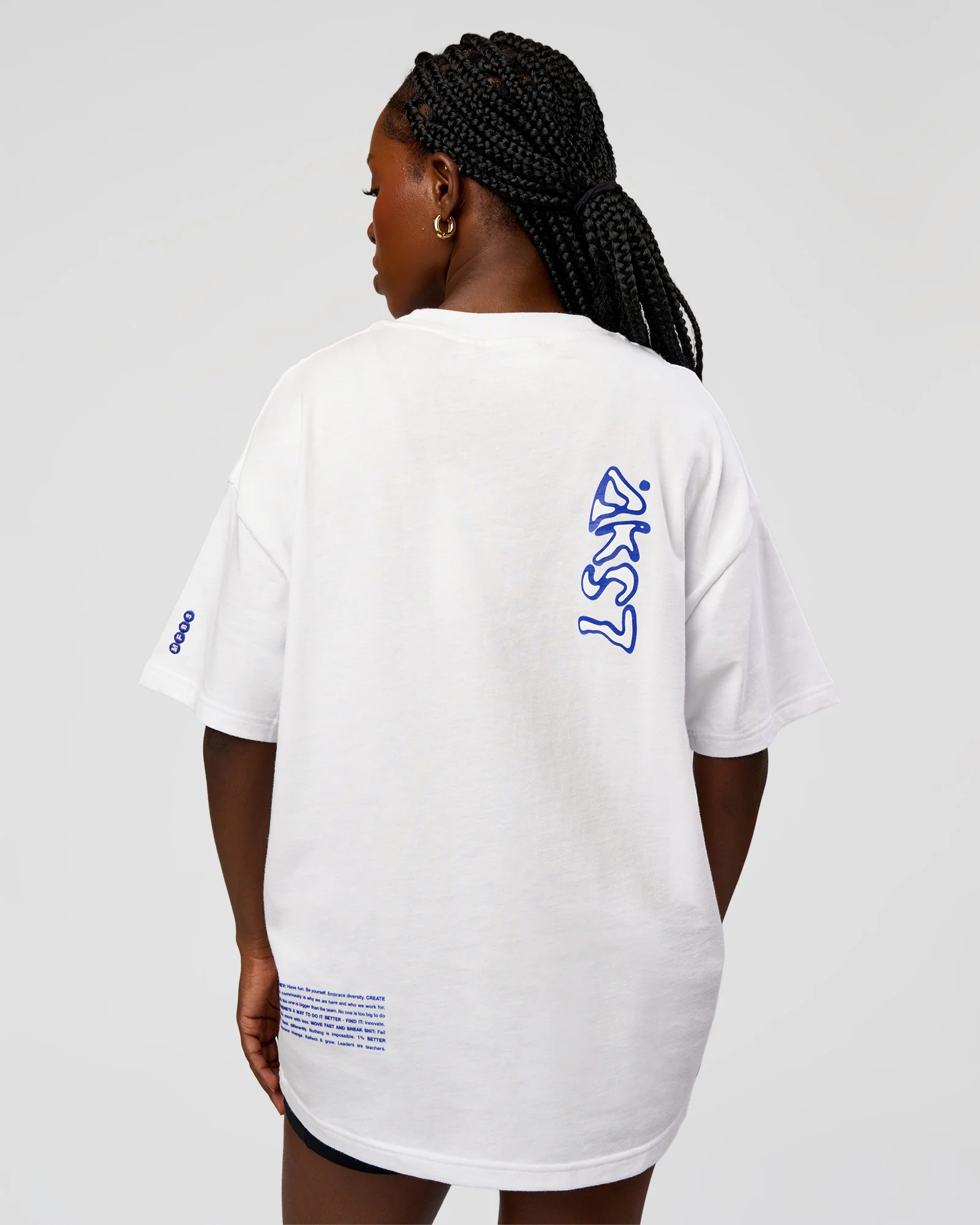 Static Grit Heavyweight Oversized Tee - White-Electric Indigo