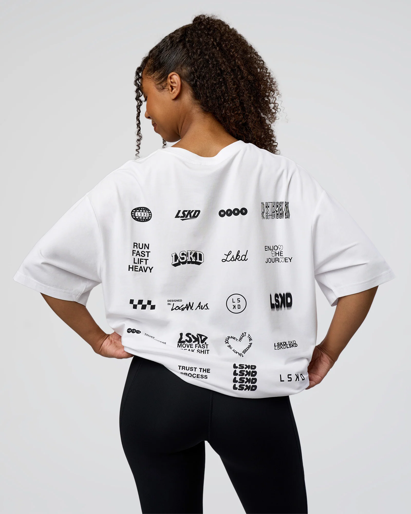 Grid FLXCotton Oversized Tee - White-Black