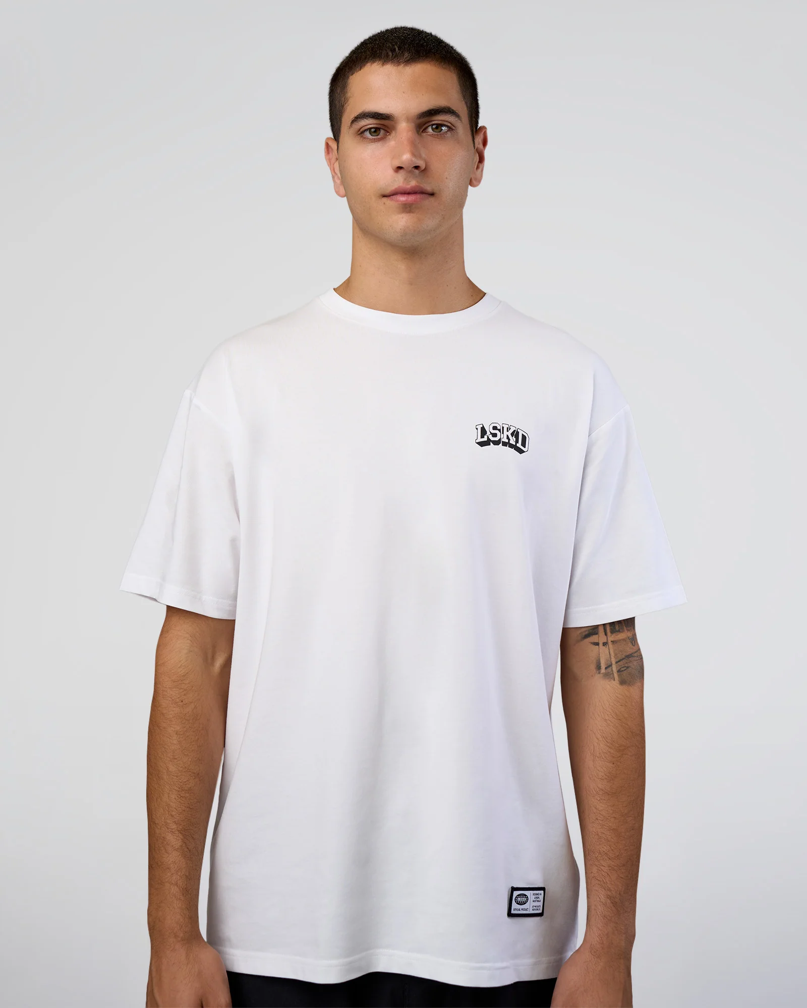 Grid FLXCotton Oversized Tee - White-Black