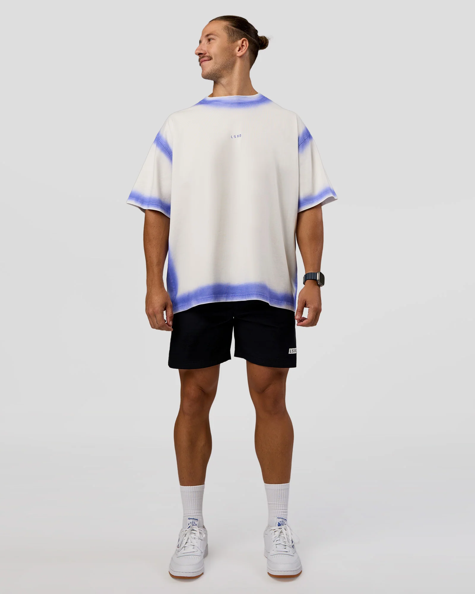 Urban Blur Heavyweight Unisex Oversized Tee - Off White-Power Cobalt