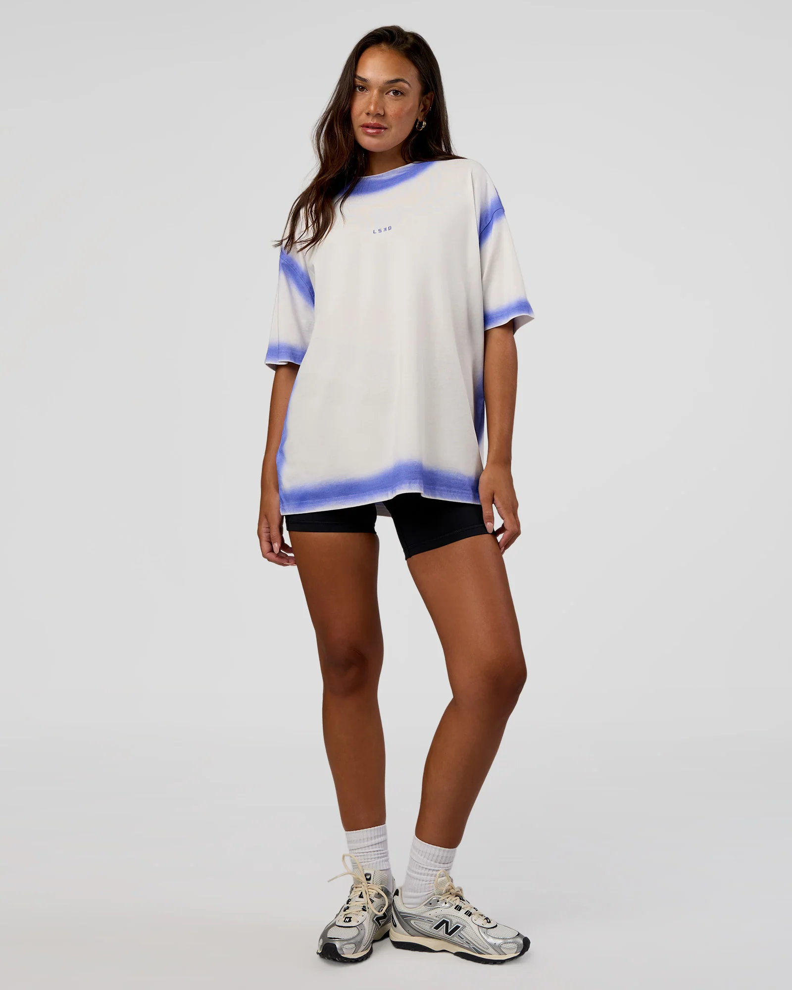 Urban Blur Heavyweight Unisex Oversized Tee - Off White-Power Cobalt