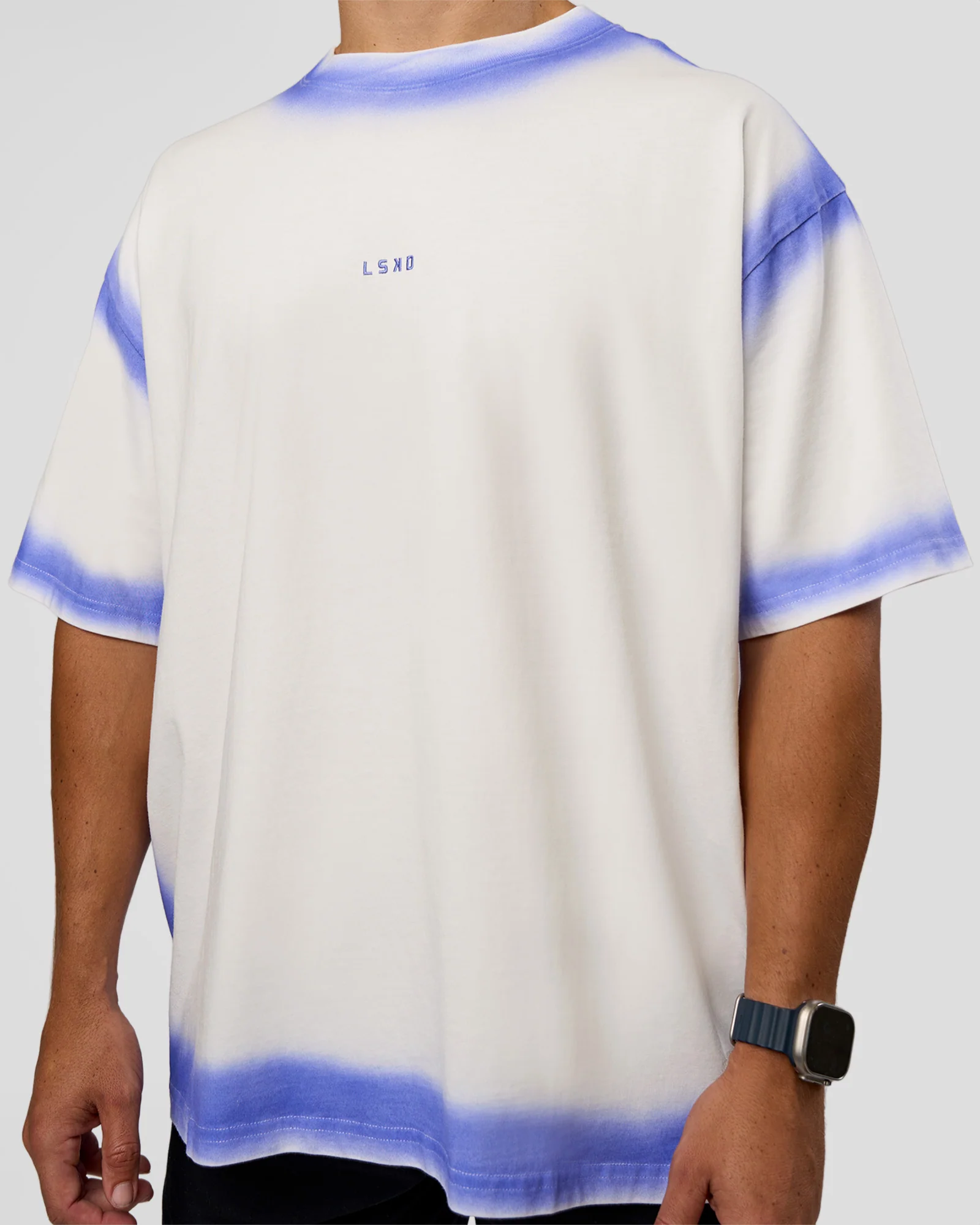 Urban Blur Heavyweight Unisex Oversized Tee - Off White-Power Cobalt