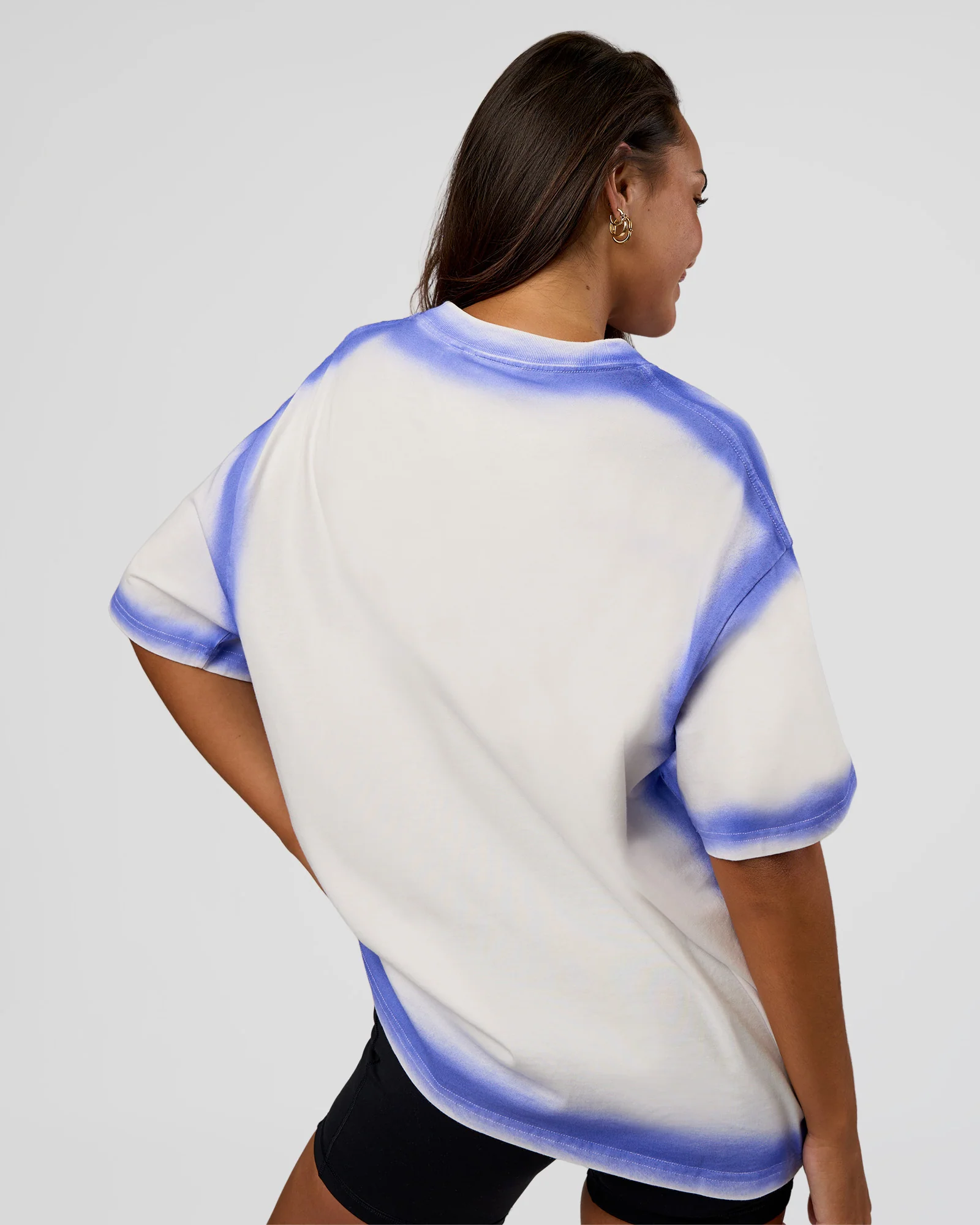 Urban Blur Heavyweight Unisex Oversized Tee - Off White-Power Cobalt