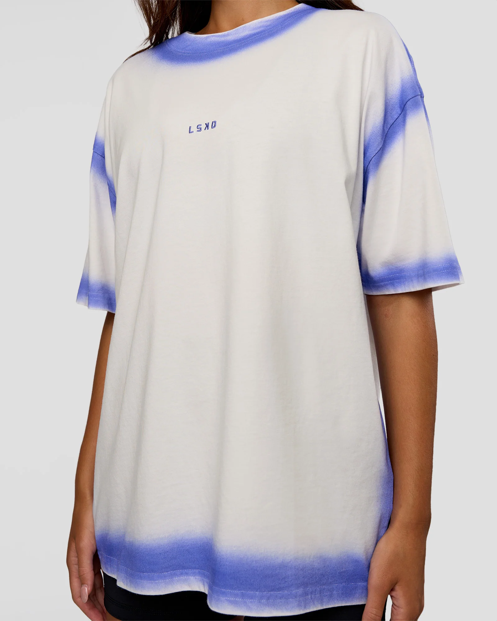 Urban Blur Heavyweight Unisex Oversized Tee - Off White-Power Cobalt