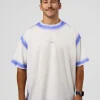 Urban Blur Heavyweight Unisex Oversized Tee - Off White-Power Cobalt
