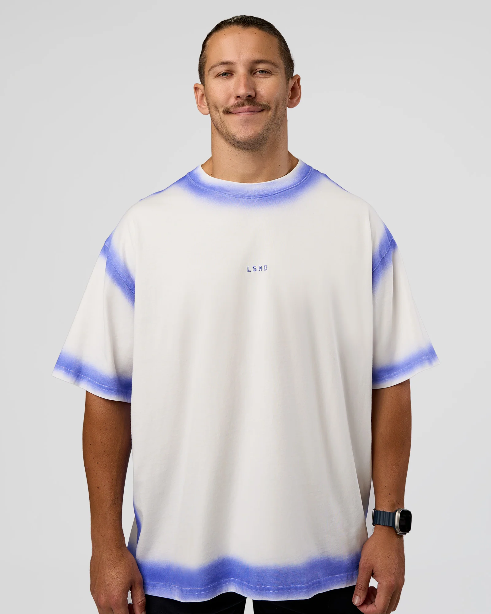 Urban Blur Heavyweight Unisex Oversized Tee - Off White-Power Cobalt