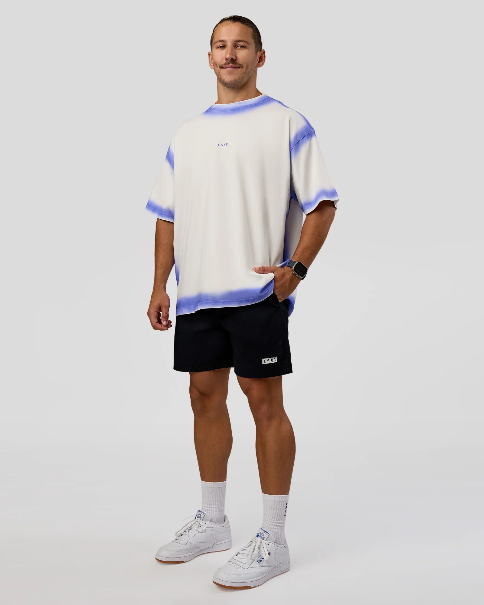 Urban Blur Heavyweight Unisex Oversized Tee - Off White-Power Cobalt