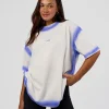 Urban Blur Heavyweight Unisex Oversized Tee - Off White-Power Cobalt